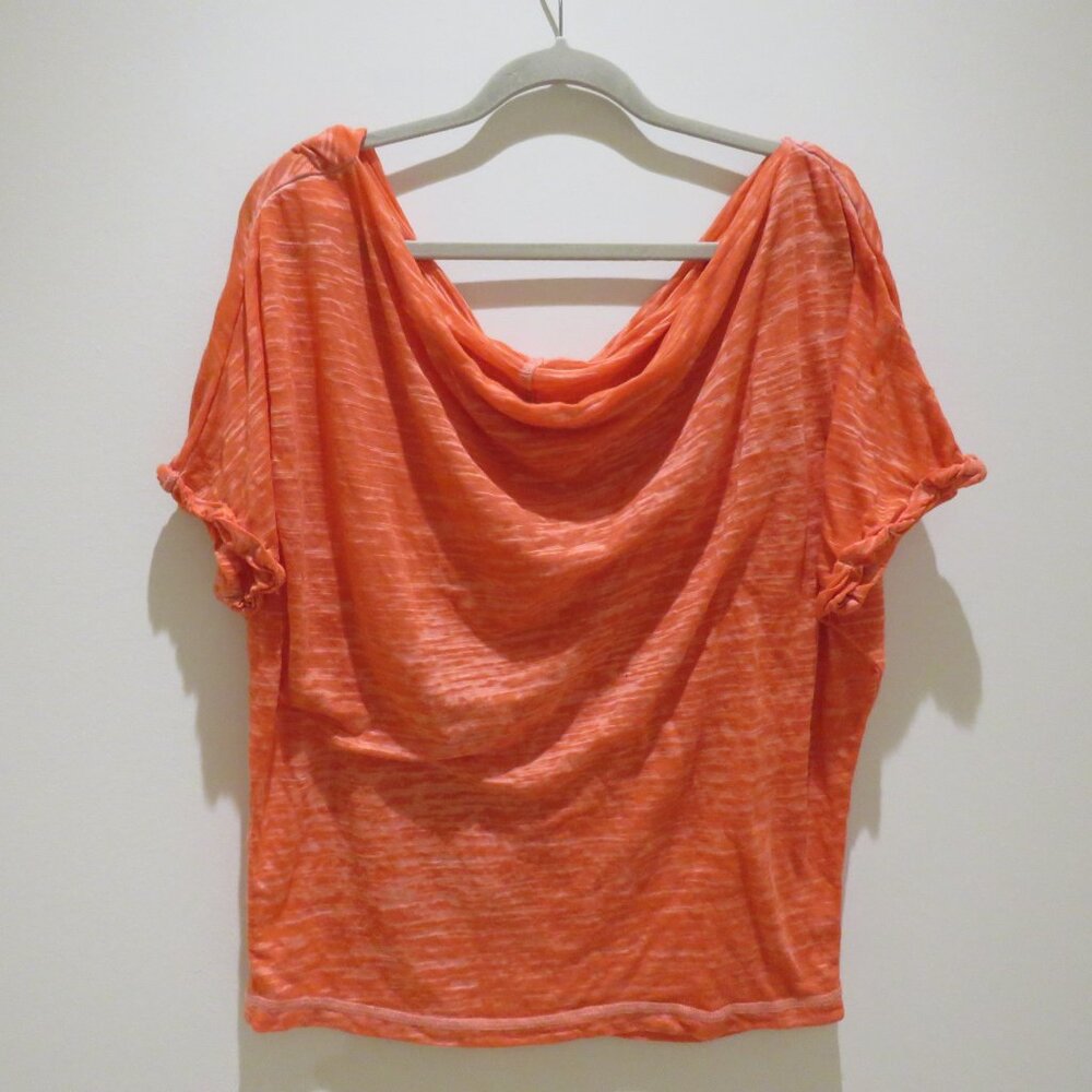 FREE PEOPLE WE THE FREE Astrid Neck Burnout Oversized Top in Lotus Red Boho L - Picture 2 of 14